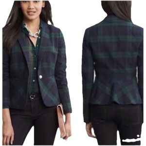 Banana Republic Tartan Blazer - Dark Blue and Forest Green